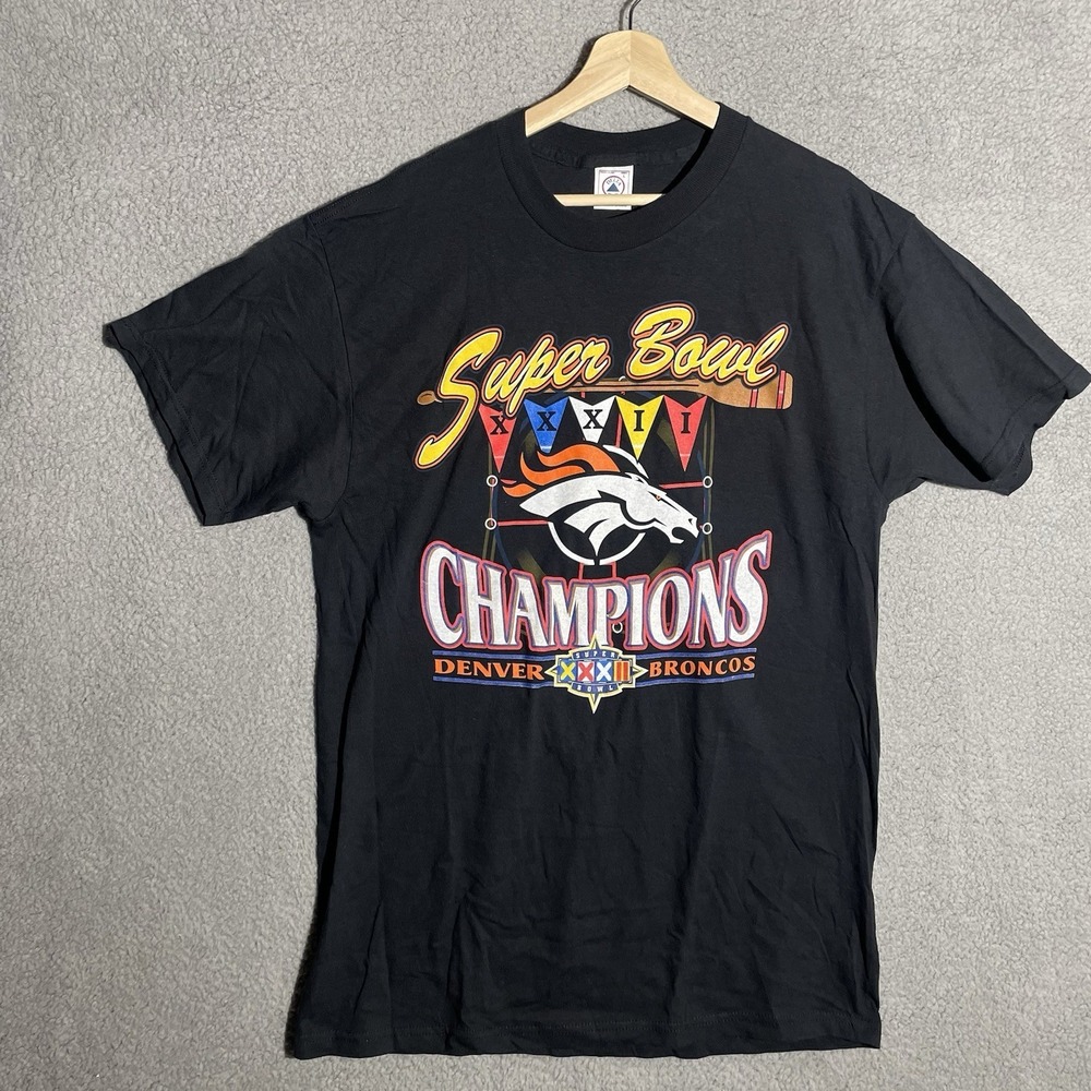 VTG 1998 Denver Broncos Super Bowl 32 XXXII Champions Shirt Logo Athletic Size L